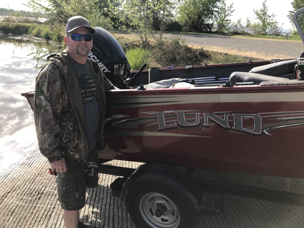 Kennewick resident Ed Hearn was the first person to launch his boat from Sacajawea State Park, 30 minutes after it opened Tuesday, May 5. Hearn tries to make it to the park at least once a weekend during the summer. CREDIT: Courtney Flatt/NWPB