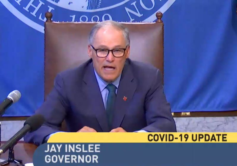 Washington Gov. Jay Inslee announced an extension of the state's stay home, stay healthy measures through May, while unveiling a four-phase economic reopening and recovery plane. CREDIT: TVW