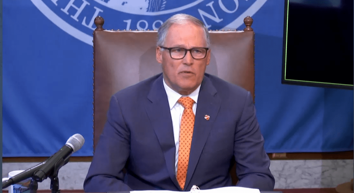 Washington Gov. Jay Inslee said May 19 that his office is finishing guidelines for more populous counties to allow more businesses to open. CREDIT: TVW