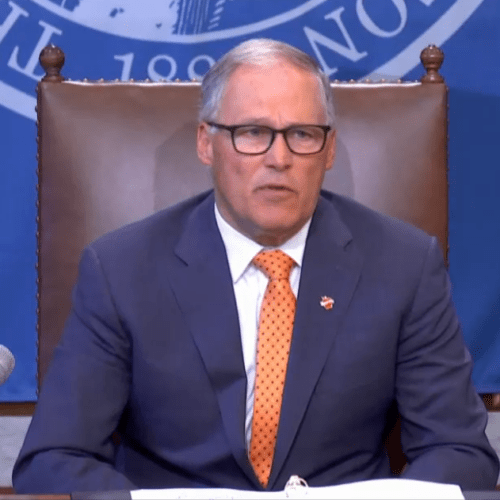 Washington Gov. Jay Inslee said May 19 that his office is finishing guidelines for more populous counties to allow more businesses to open. CREDIT: TVW