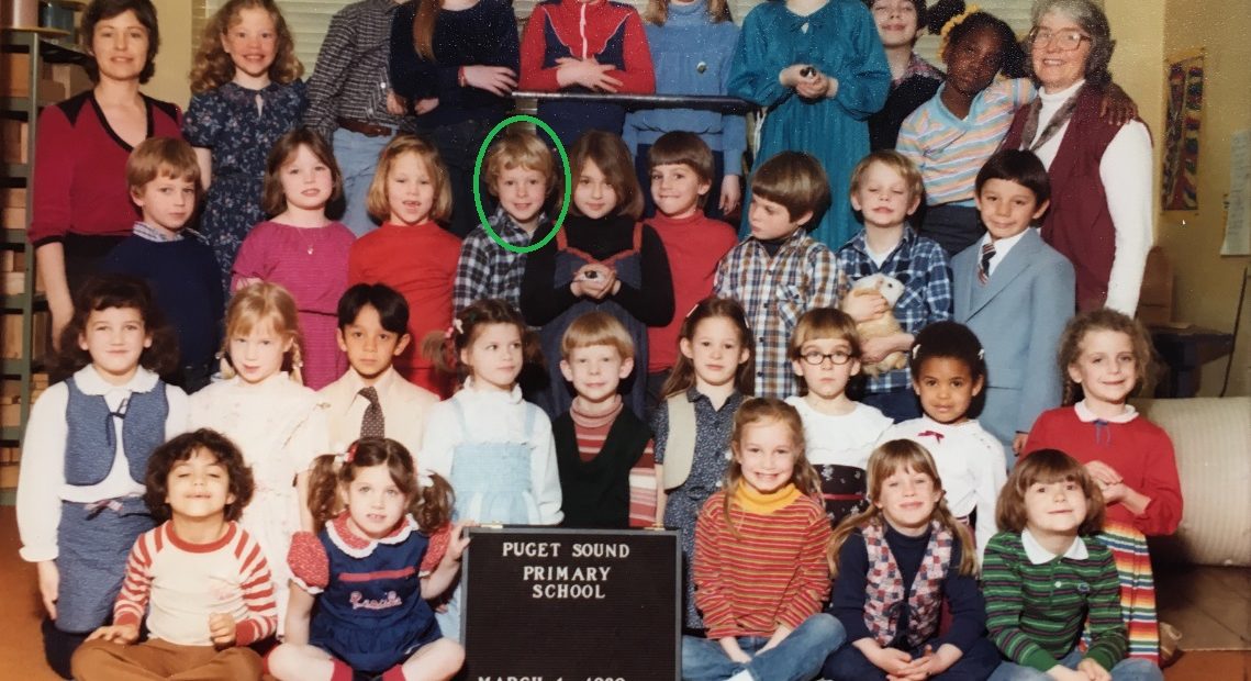 Reporter Austin Jenkins, in green circle, was part of a Puget Sound Primary School trip to Camp Cispus in May 1980. Austin and his classmates were evacuated from the camp after Mount St. Helens erupted.