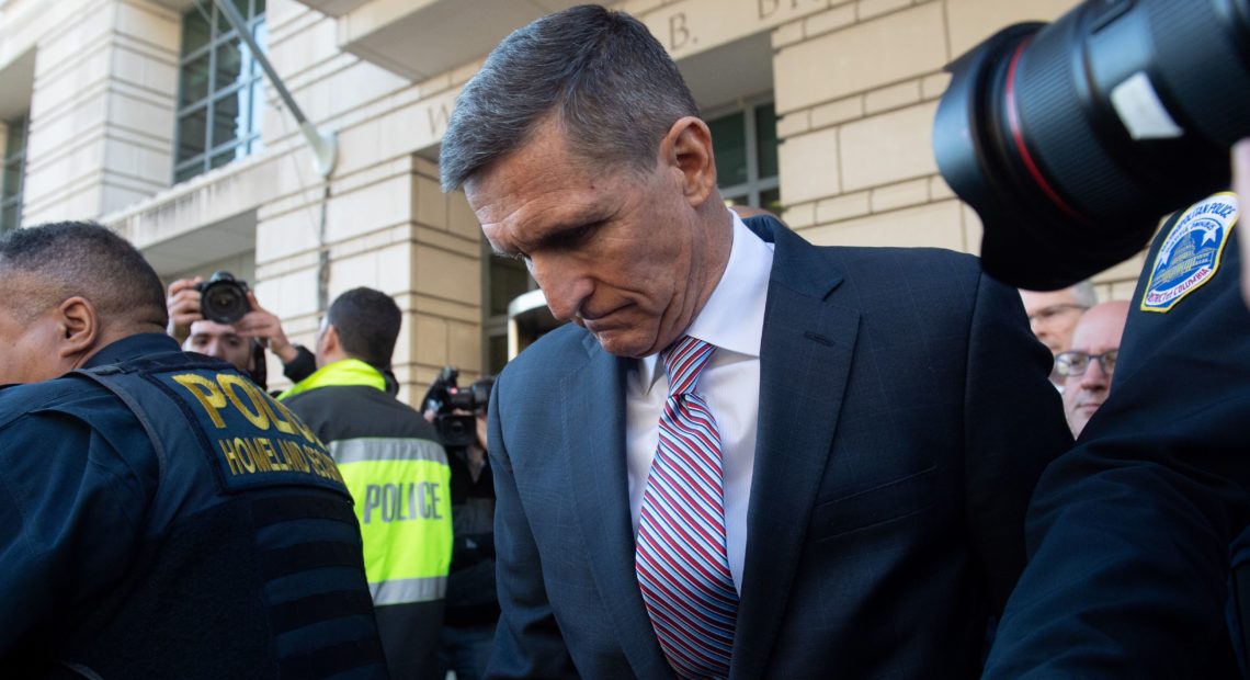 Former national security adviser Michael Flynn leaves the U.S. District Court in Washington, D.C., in late 2018. Saul Loeb/AFP via Getty Images