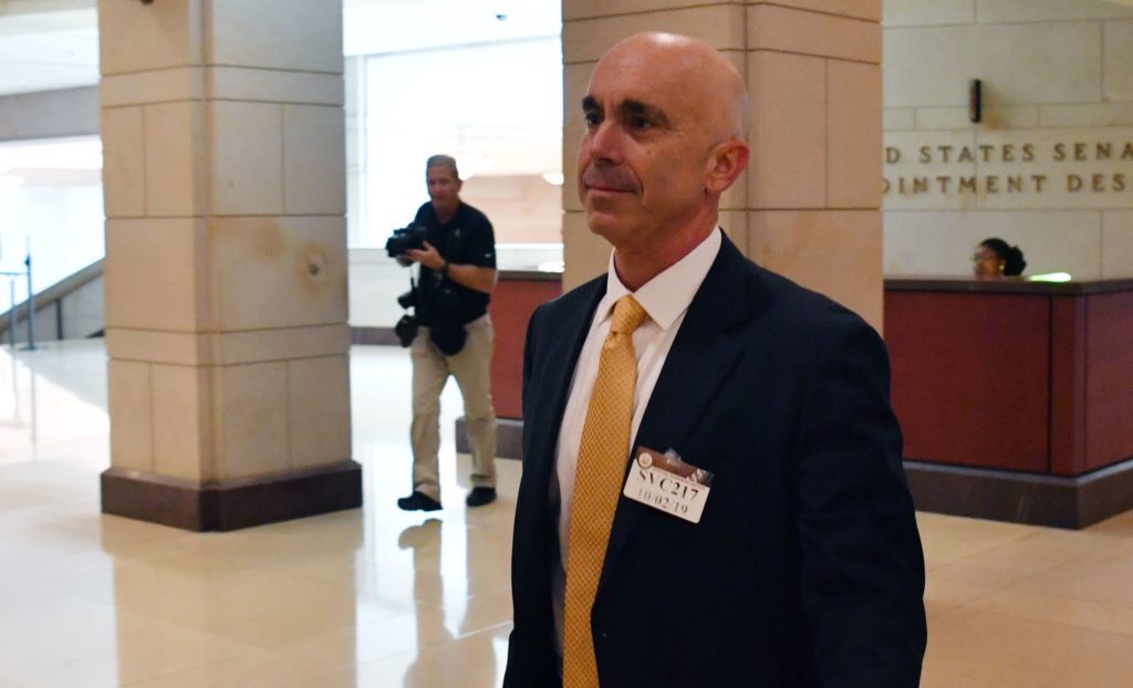 Steve Linick, shown after a briefing on Capitol Hill in 2019, was fired by President Trump on Friday as the State Department's inspector general. CREDIT: Nicholas Kamm/AFP via Getty Images