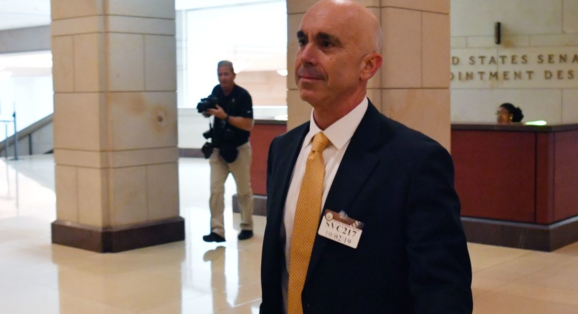 Steve Linick, shown after a briefing on Capitol Hill in 2019, was fired by President Trump on Friday as the State Department's inspector general. CREDIT: Nicholas Kamm/AFP via Getty Images