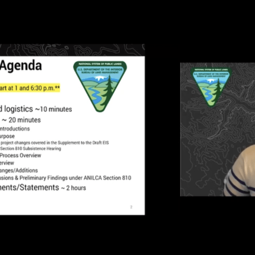 Because of the pandemic, the Bureau of Land Management held virtual public hearings in April on a proposal to expand oil drilling in Alaska's North Slope. U.S. Department of the Interior / screenshot by NPR