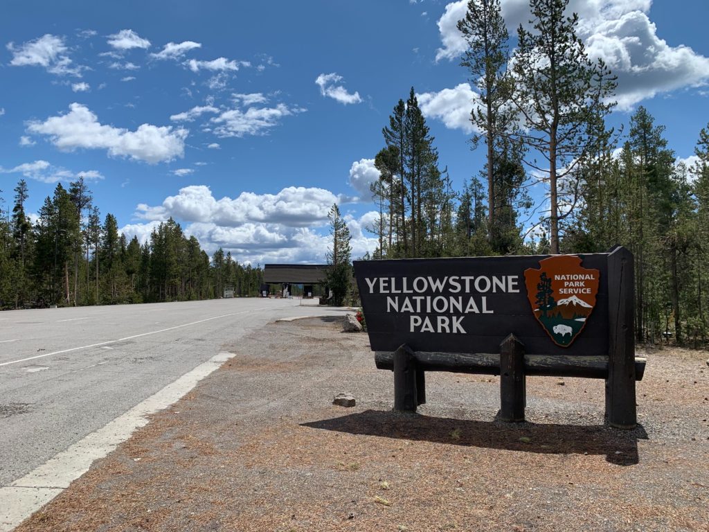 Yellowstone National Park entrance sign. CREDIT: Kirk Siegler/NPR
