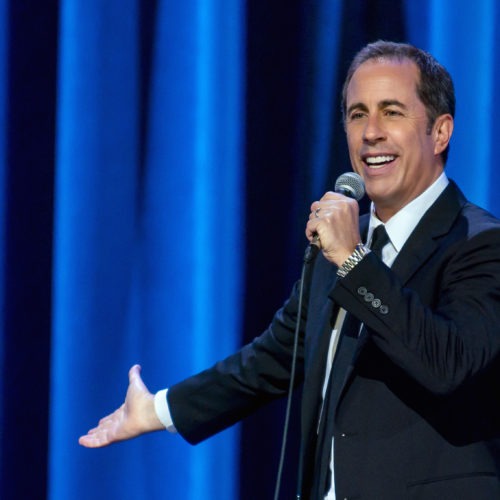 Jerry Seinfeld pictured in his Netflix special, 23 Hours to Kill. He says he's "adjusted pretty comfortably" to life at home. CREDIT: Jeffery Neira/Netflix