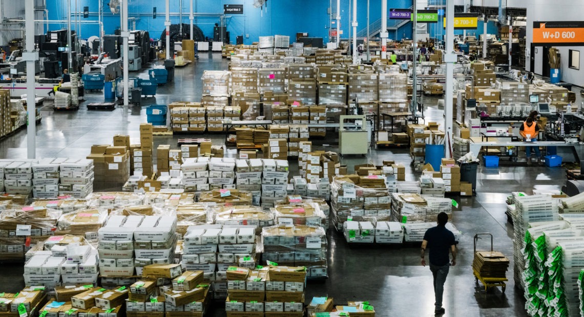 Runbeck Election Services oversees production of tens of millions of mail-in ballots for elections nationwide in Phoenix, Ariz. With many states expected to expand mail-in voting for November, experts warn that existing ballot printing services could quickly become overwhelmed. CREDIT: Ash Ponders for NPR