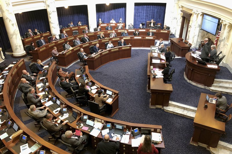 The Idaho House of Representatives chamber in February 2020 before voting to pass a bill banning transgender women and girls from competing in women’s sports in school settings. The Trump administration is supporting Idaho's new law banning transgender women from competing in women's sports. It's the first law of its kind in the nation and the U.S. Department of Justice backed it in a court filing on June 19, 2020. CREDIT: Keith Ridler/AP