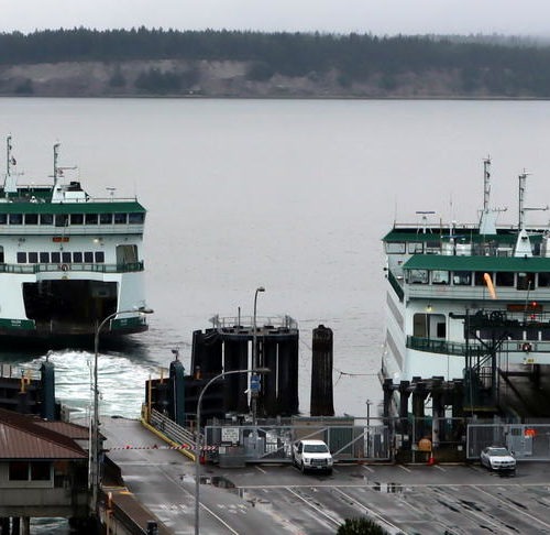 Washington State Ferries is only using one of the two boats it normally assigns to the Port Townsend-Coupeville route in summer, as is the case on routes to downtown Seattle as well. CREDIT: Tom Banse/N3