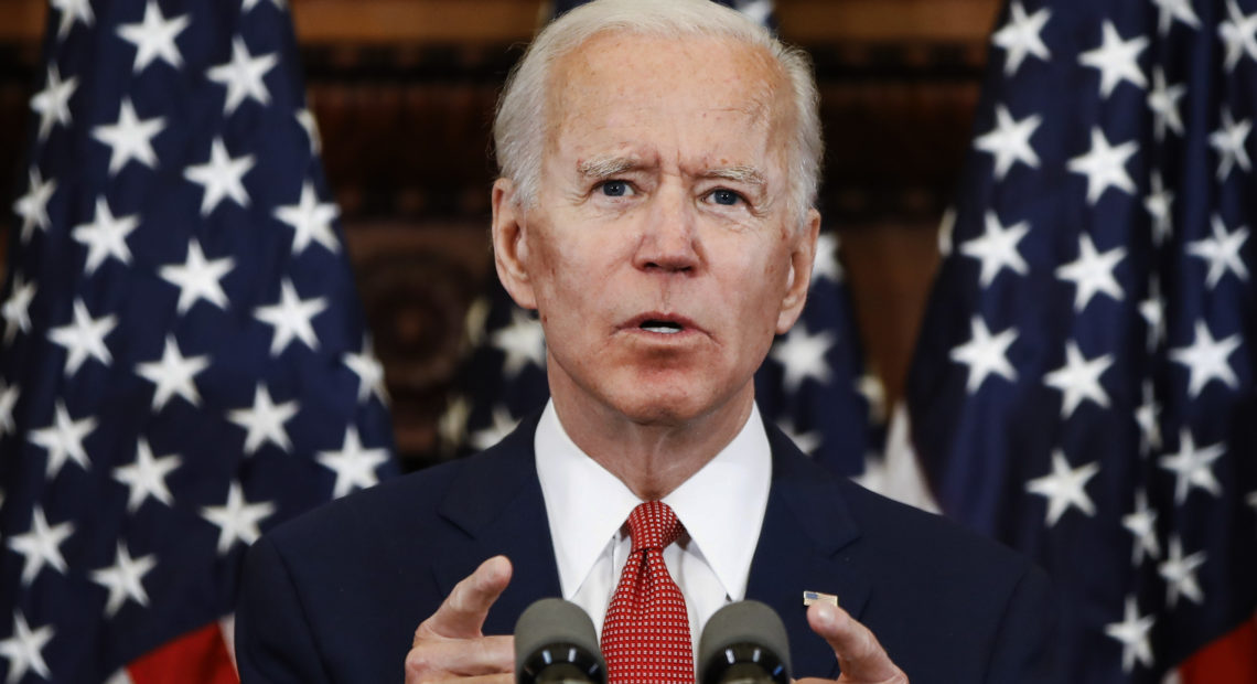 Former Vice President Joe Biden speaks in Philadelphia. He has now secured enough delegates to win the Democratic presidential nomination. CREDIT: Matt Rourke/AP