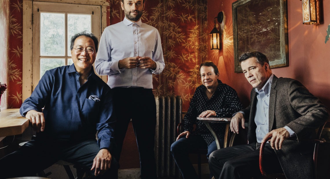 The musicians on Not Our First Goat Rodeo, from left to right: Yo-Yo Ma, Chris Thile, Stuart Duncan and Edgar Meyer. Josh Goleman/Courtesy of the artist