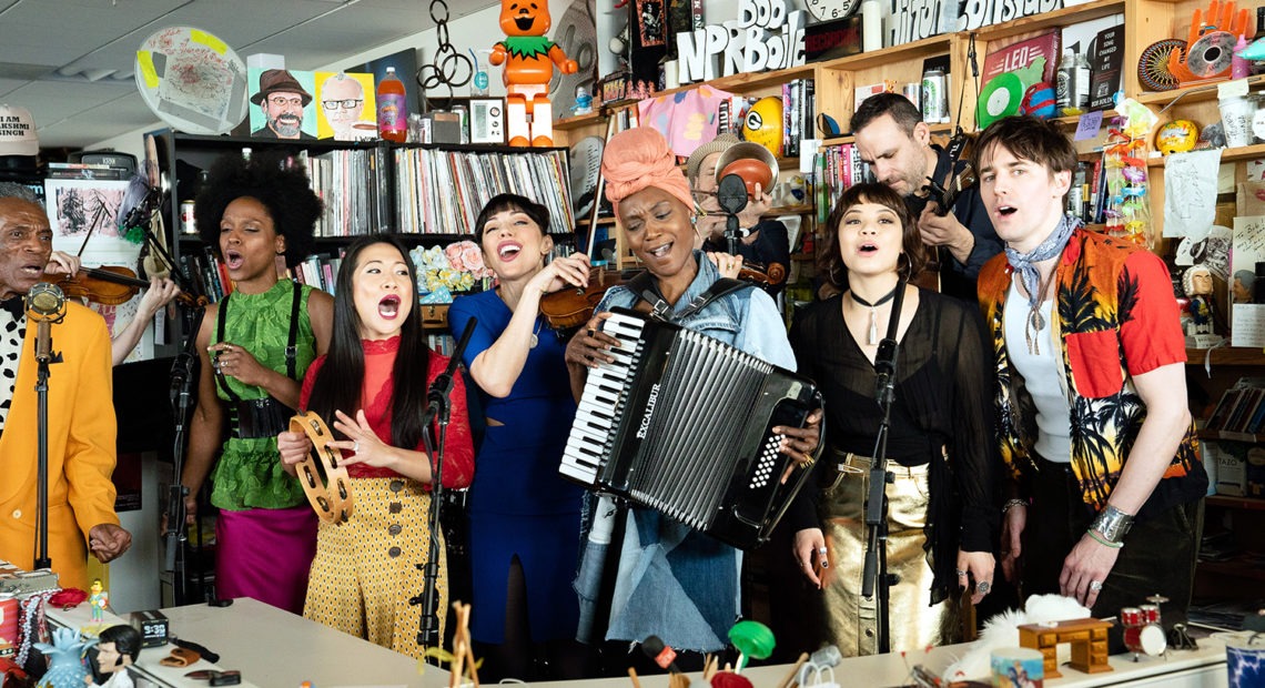 Hadestown plays a Tiny Desk concert CREDIT: Kisha Ravi/NPR