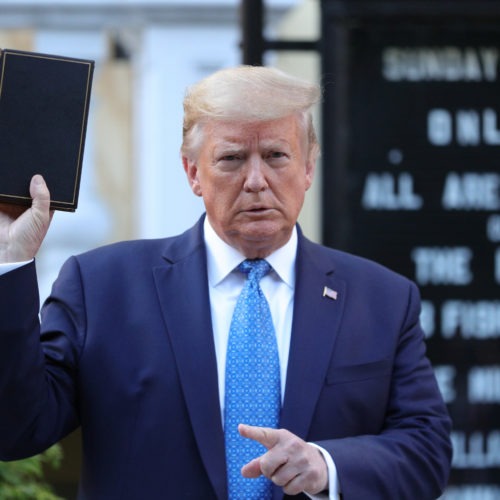 President Trump's photo opportunity in front of St. John's Episcopal Church in Washington has set off criticism, as police used tear gas and force to clear a path for him to walk from the White House. CREDIT: Tom Brenner/Reuters