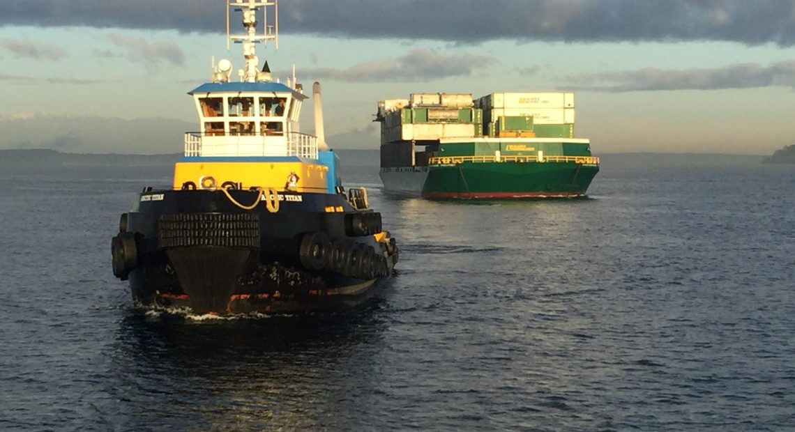 Western Towboat tugs depart Puget Sound every week of the year to deliver essential supplies to Alaskan towns by barge.