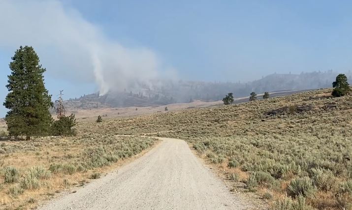 The Anglin Fire burning east of Tonasket, Washington, July 28, 2020 in a mix of sagebrush, grasses, and light timber. Courtesy of Okanogan County Emergency Management/video