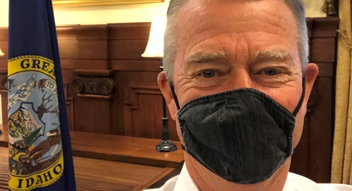 Idaho Gov. Brad Little is encouraging, though not requiring, Idaho residents wear facial coverings and masks in public settings with the hashtag campaign #MaskUpIdaho CREDIT: Idaho Governor's Office/Twitter