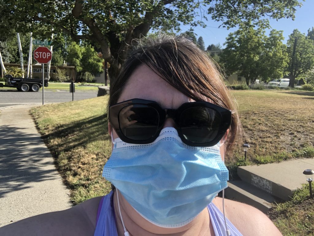 Anna King keeps walking every day to gain more strength and endurance. Now she can make it around her block slowly. Before COVID-19, she was walking five miles quickly on her lunch breaks. CREDIT: Anna King/N3