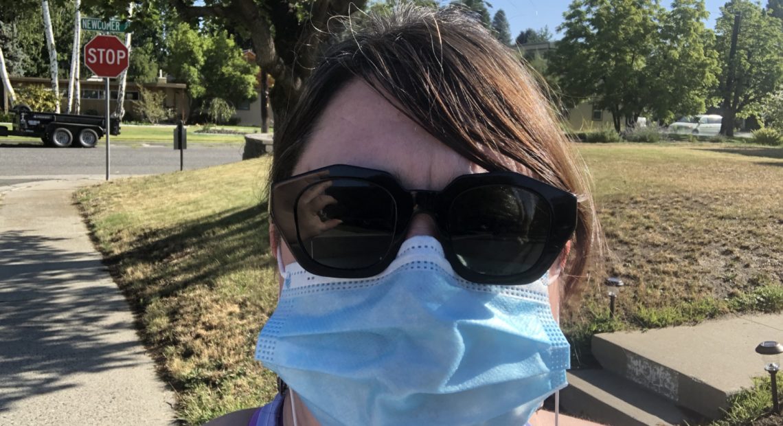 Anna King keeps walking every day to gain more strength and endurance. Now she can make it around her block slowly. Before COVID-19, she was walking five miles quickly on her lunch breaks. CREDIT: Anna King/N3