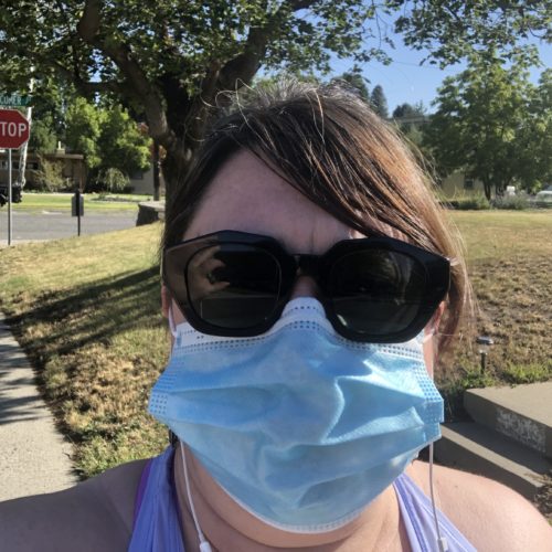 Anna King keeps walking every day to gain more strength and endurance. Now she can make it around her block slowly. Before COVID-19, she was walking five miles quickly on her lunch breaks. CREDIT: Anna King/N3