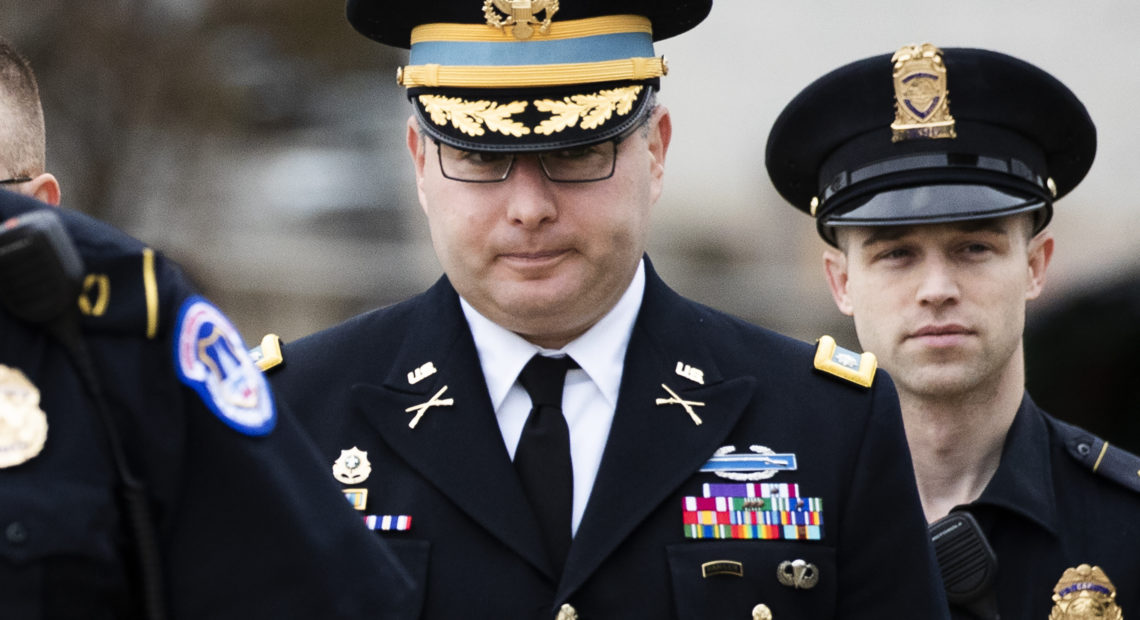 Army Lt. Col. Alexander Vindman arrives on Capitol Hill in October as part of the impeachment inquiry. Controversy has grown over an abnormal stall in Vindman's promotion to the rank of full colonel. CREDIT: Manuel Balce Ceneta/AP