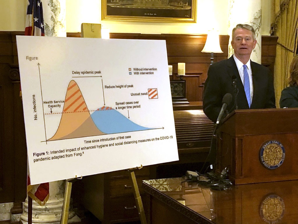 Idaho Gov. Brad Little speaks at a news conference in Boise on March 13. Less than four months after the state confirmed its first case of the coronavirus, it has emerged as one of the nation's biggest hot spots. Keith Ridler/AP