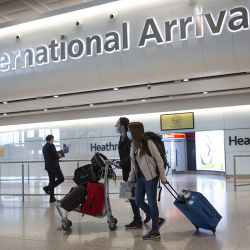 England will soon lift a 14-day quarantine requirement for travelers from more than 50 countries and territories, including Italy, Germany, France and Spain, the Department for Transportation said Friday. The U.S. is not among the exempt countries. CREDIT: Matt Dunham/AP