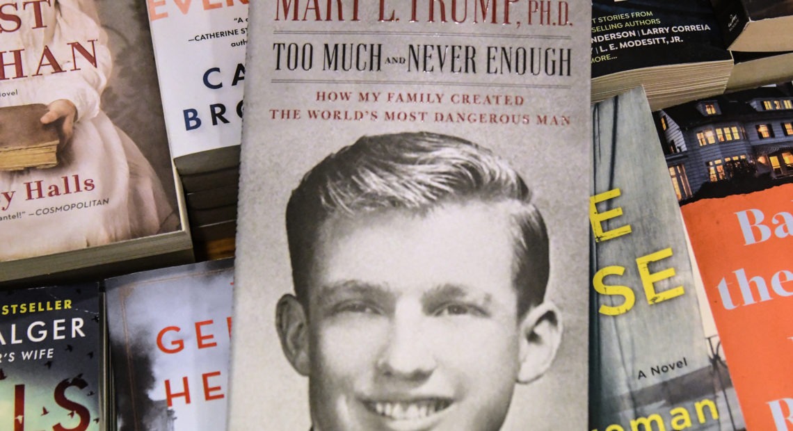 A display of Mary Trump's new book about her uncle. A judge freed President Trump's niece this week from a restraining order restricting her from discussing the book. CREDIT: Stephanie Keith/Getty Images