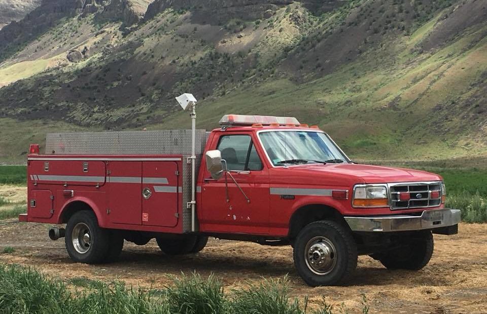 Molly and David Linville purchased a brush truck to fight fires on their ranch and their neighbors’ land in Douglas County, Washington. They live in the Moses Coulee area, where no agency is assigned to respond to fires that spark there. Courtesy of Molly Linville