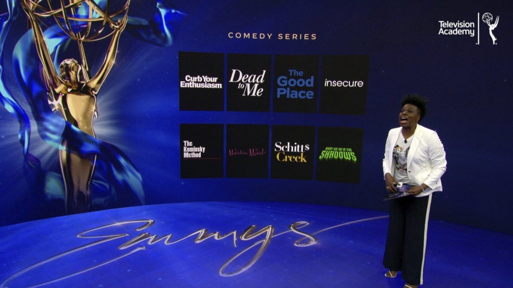 Leslie Jones announces the 2020 Emmy nominees for Outstanding Comedy Series Tuesday during the 72nd Emmy Awards Nominations Announcements in Los Angeles. CREDIT: Invision for The Television Academy