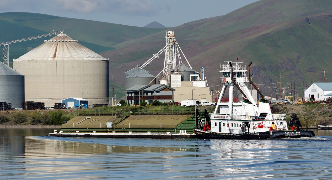 The Columbia River System, which includes the Snake River linking to Lewiston, Idaho, is a critical navigation system for shipping wheat downriver to Portland and export markets. Courtesy of Tidewater
