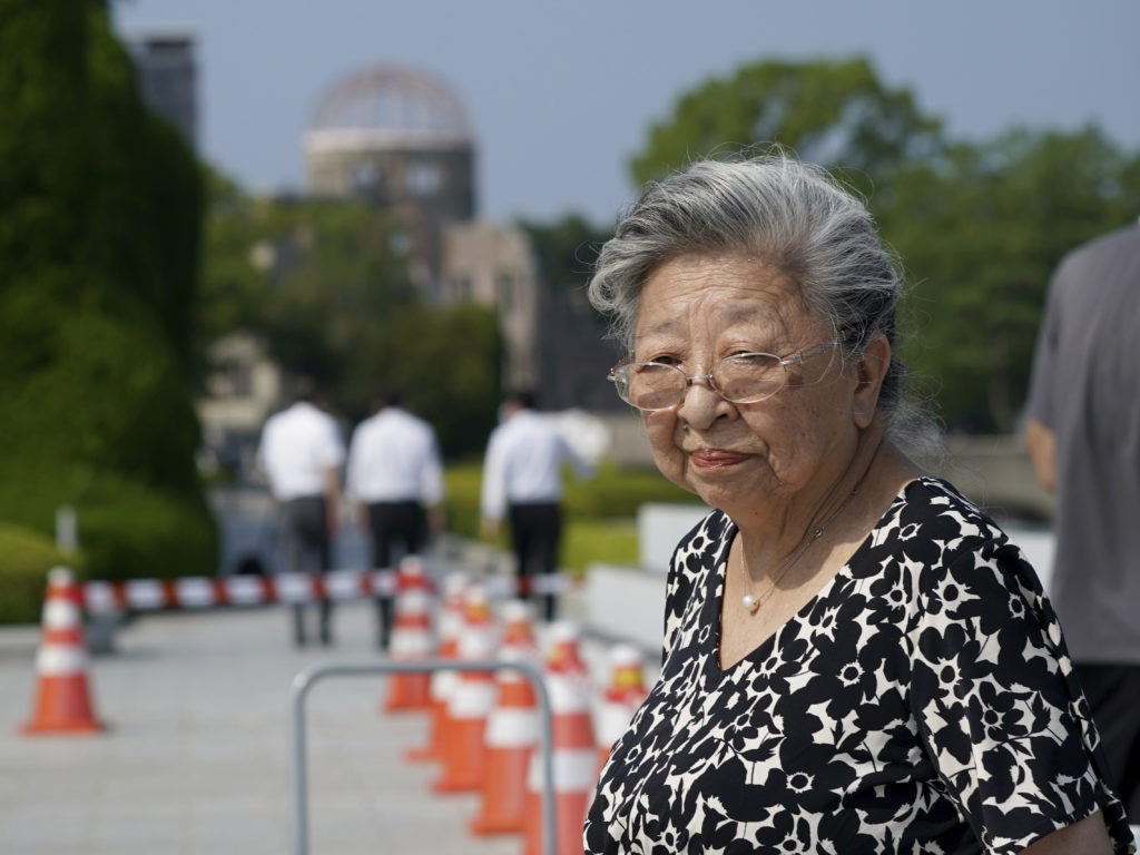 Koko Kondo at Hiroshima Peace Memorial Museum in Hiroshima, Japan, on August 5, 2020. Kondo was determined to get revenge on the person who dropped the atomic bomb on her city. Then, she met him. CREDIT: Eugene Hoshiko/AP