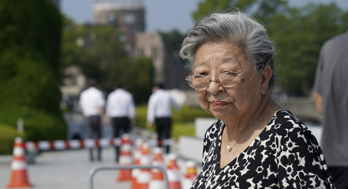 Koko Kondo at Hiroshima Peace Memorial Museum in Hiroshima, Japan, on August 5, 2020. Kondo was determined to get revenge on the person who dropped the atomic bomb on her city. Then, she met him. CREDIT: Eugene Hoshiko/AP