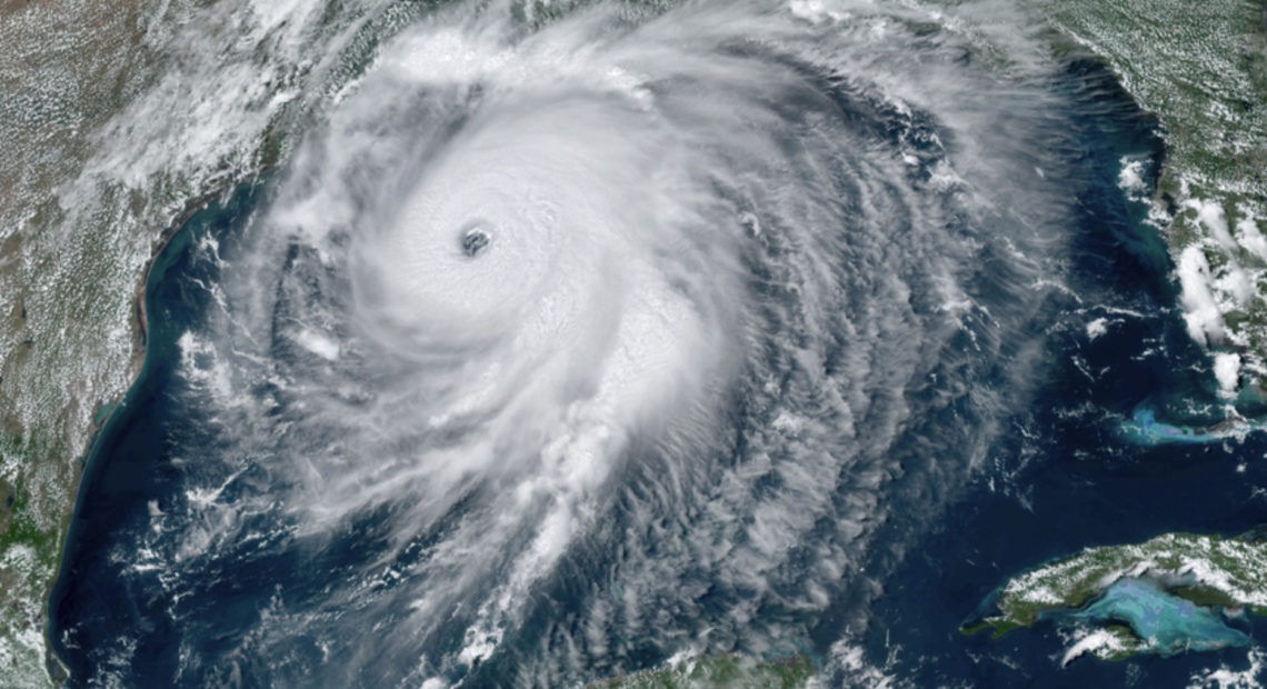 Hurricane Laura approaches the Gulf Coast of the U.S. on Wednesday. The storm rapidly intensified before it made landfall. NOAA via AP