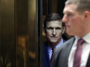 Michael Flynn, here at Trump Tower in December 2016, spent less than a month in the role of President Trump's national security adviser. CREDIT: John Angelillo/Pool/Bloomberg via Getty Images