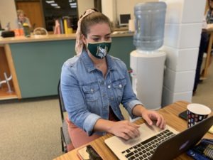 Third grade teacher Maya Davis attends training before her school district reopens. CREDIT: Kirk Siegler/NPR