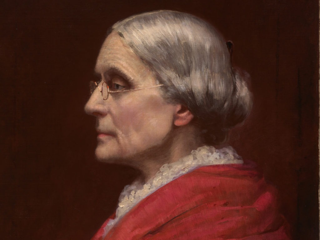 This 1895 portrait of Susan B. Anthony was painted by Carl Gutherz when Anthony was president of the National American Woman Suffrage Association, a group dedicated to women's voting rights. Courtesy of National Portrait Gallery