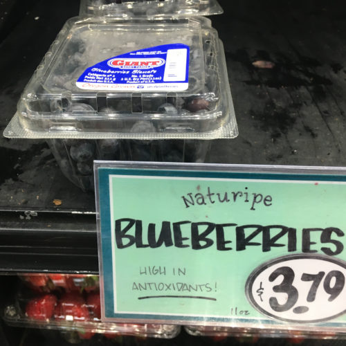 These blueberries, grown in Oregon, were for sale in a Northwest grocery story that's a national chain on Sept. 29, 2020. CREDIT: Scott Leadingham / NWPB