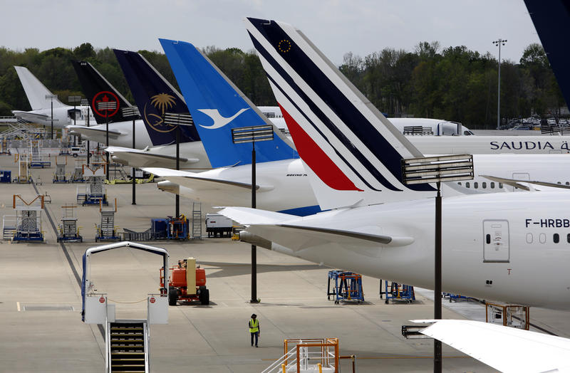 Boeing 787 Dreamliners go through preparations for customer approval at the company's facility in North Charleston, S.C., in 2017. A Wall Street Journal report says the company plans to consolidate Dreamliner assembly in South Carolina.