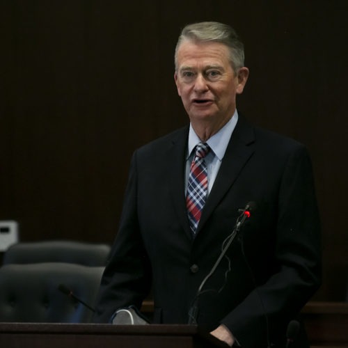 On Friday, Gov. Brad Little announced a plan to use $99 million in federal money to offset state cuts in K-12 spending. CREDIT: Sami Edge/Idaho EdNews