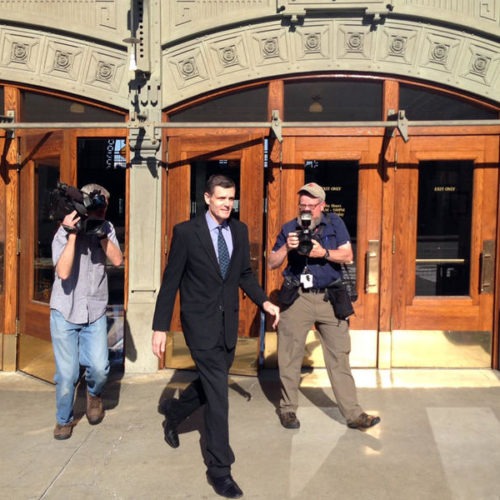 Former WA State Auditor Troy Kelley leaves the federal courthouse in Tacoma in 2016. Kelley's attorney says he plans to ask the U.S. Supreme Court to review Kelley's conviction. CREDIT: Austin Jenkins/N3