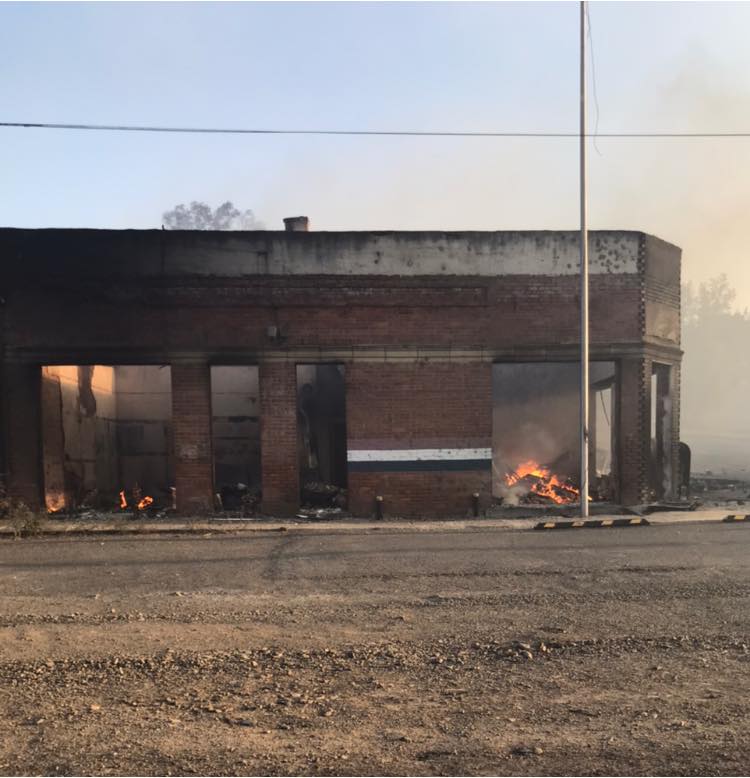 The post office in Malden, Washington burned during a fast-moving wildfire on Sept. 7, 2020, along with much of the rest of the small Whitman County town. CREDIT: Whitman County Sheriff's Office