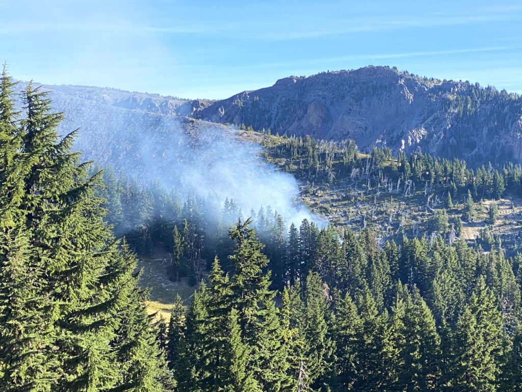 Social media posts alerted Mount Hood Meadows employees to a smoke plume in the Heather Canyon area. They confirmed the plume with the ski area's webcams.