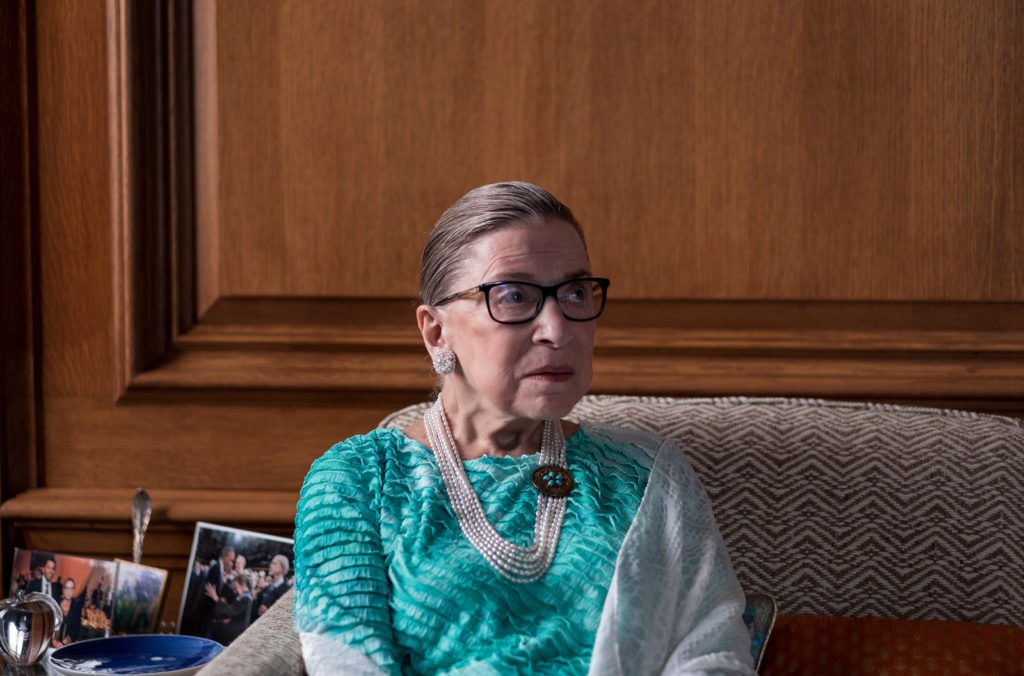 Supreme Court Justice Ruth Bader Ginsburg is pictured in the justice's chambers in Washington, D.C., during an interview with NPR's Nina Totenberg in September 2016.