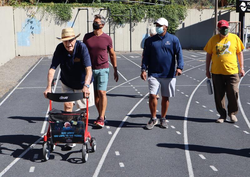 World War II veteran Bud Lewis logged some more laps of the Duniway Park track with supporters on Aug. 27, 2020.