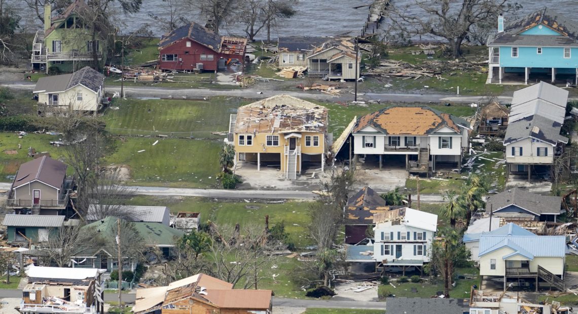 Hurricane Laura left scattered debris and damaged homes in Lake Charles, La. last week. The state has reported 15 deaths associated with the storm, with more than half of those attributed to improper use of portable generators. CREDIT: David J. Phillip/AP