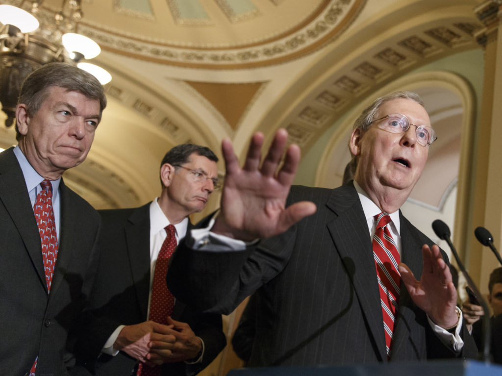 Senate Majority Leader Mitch McConnell, R-Ky., called Democrats latest COVID bill a political stunt as negotiators attempt to reach a relief agreement before the election. CREDIT: AP