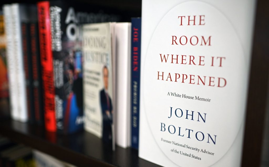 Copies of The Room Where it Happened, a memoir by former national security adviser John Bolton, are seen at a Barnes & Noble bookstore in Glendale, Calif., in June. CREDIT: Robyn Beck/AFP via Getty Images