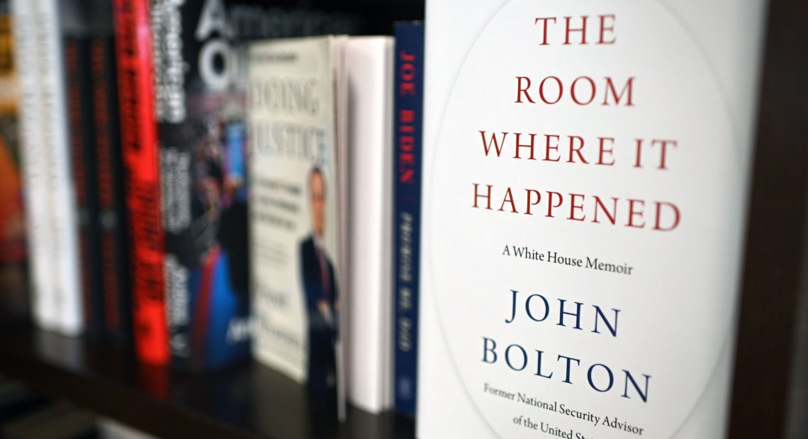 Copies of The Room Where it Happened, a memoir by former national security adviser John Bolton, are seen at a Barnes & Noble bookstore in Glendale, Calif., in June. CREDIT: Robyn Beck/AFP via Getty Images