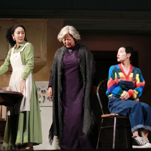 Xu Jingyao as Ruth (from left) Wang Qianhua as Lena and Xu Cenzi as Beneatha in A Raisin in the Sun. CREDIT: Amy Cheng/NPR
